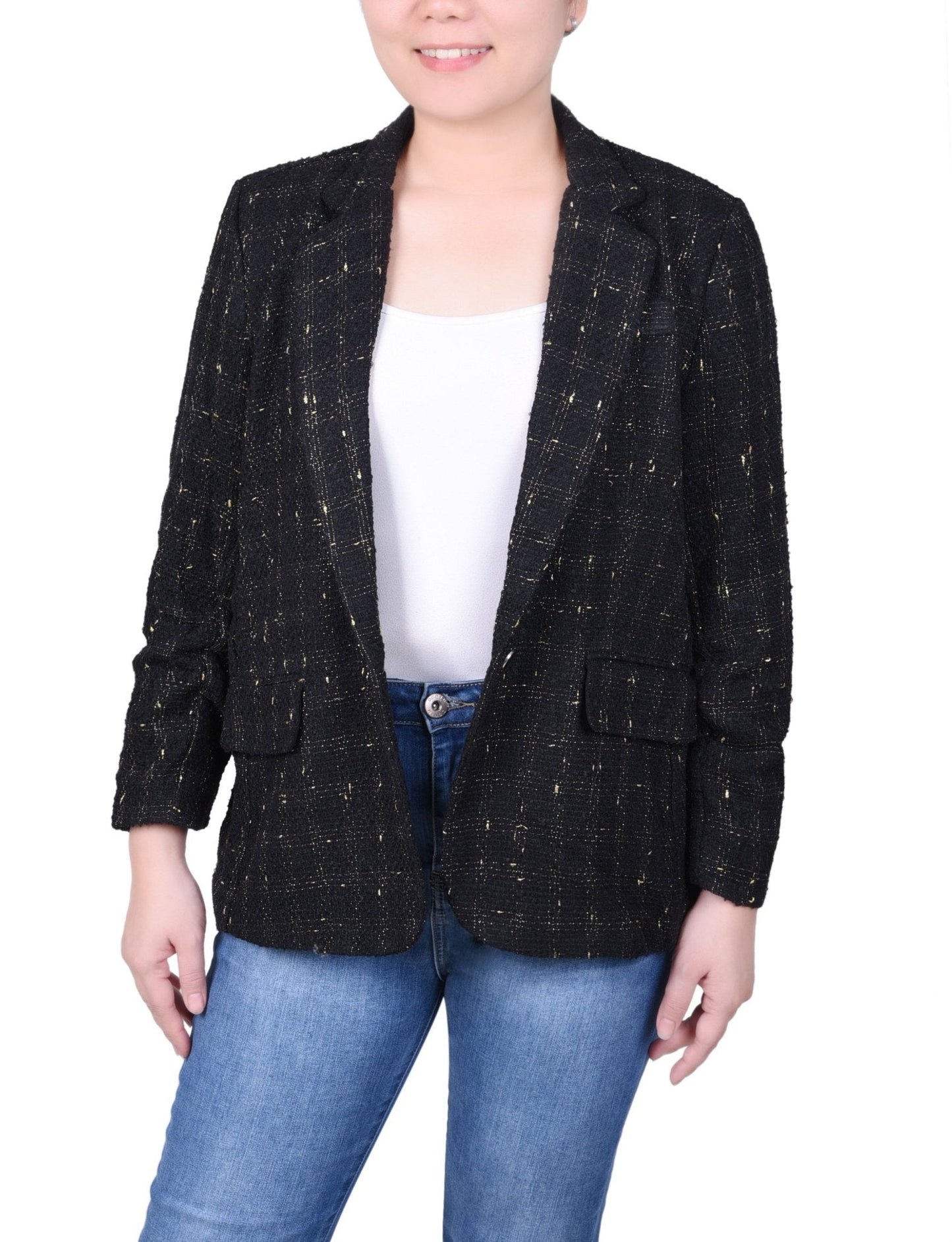 NY Collection Long Sleeve Twill Jacket - Petite - DressbarnCoats & Jackets