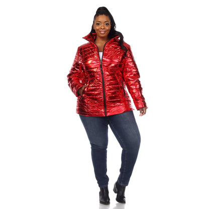 Metallic Puffer Coat - Plus