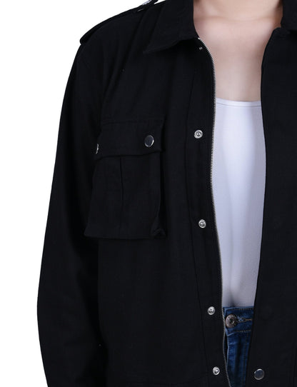 Long Sleeve Twill Jacket - Petite
