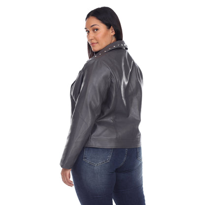 PU Faux Leather Jacket - Plus