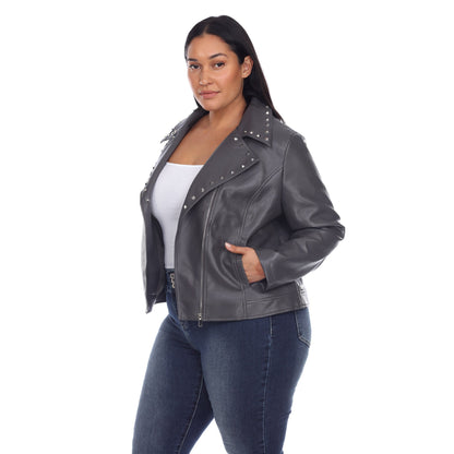 PU Faux Leather Jacket - Plus