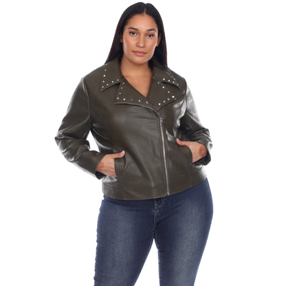PU Faux Leather Jacket - Plus