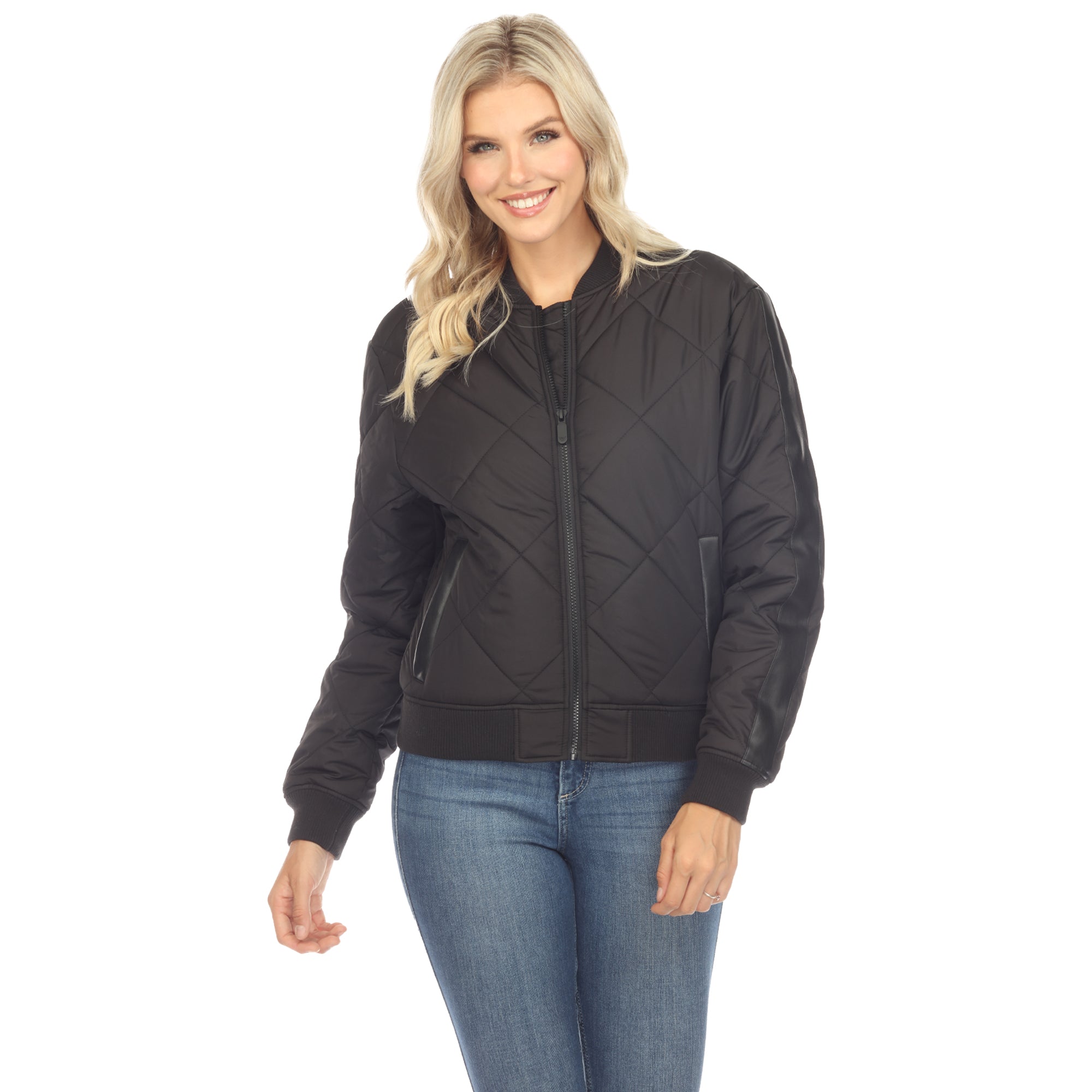 Women's Lightweight Diamond Quilted Puffer Bomber Jacket - DressbarnCoats & Jackets